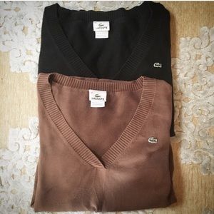 2 Lacoste V-Neck Cotton Sweaters